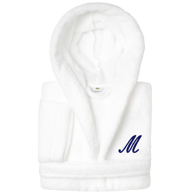 Peignoir en molleton mi-mollet personnalisé pour enfants avec poches et capuche, S, M