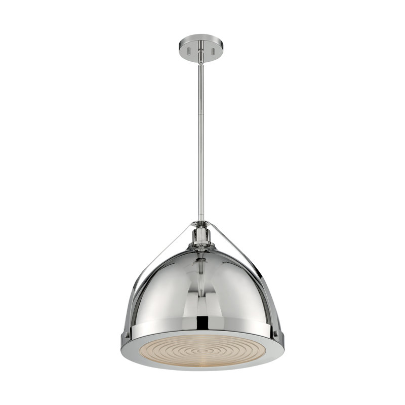 Ebru 1-Light Unique Dome Pendant, H 15,38 po x l 17,63 po x P 17,63 po, Nickel poli
