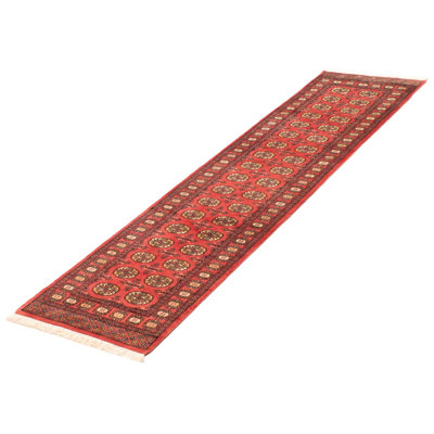 Tapis unique en laine noué à la main Bokhara Peshawar corail foncé 2 pi 6 po x 9 pi 11 po