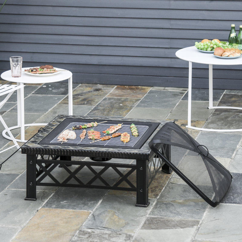 Afreena Square Iron Wood Burning Fire Pit