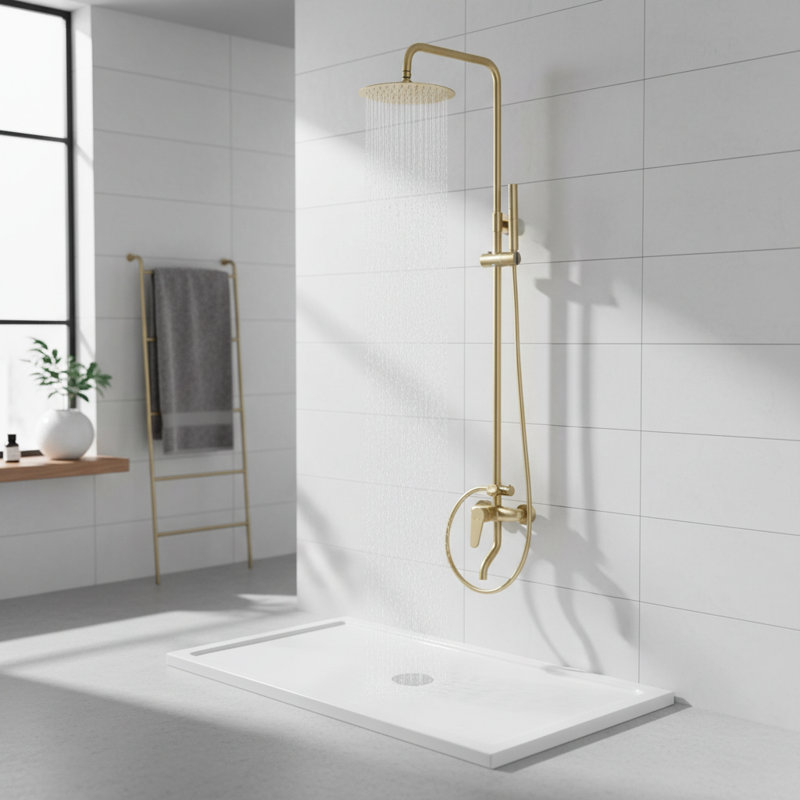 Système de douche mural exposé 10 po avec baignoire 3 fonctions et tête réglable 10 po