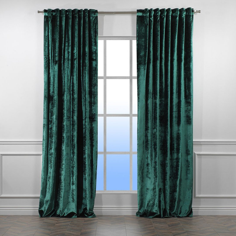 Room Darkening Single Curtain Panel, Dark Green, 260cm Width x 500cm Drop