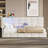 Upholstered Linen Twin Size Platform Daybed, Storage Daybed With LED Lights and Built-In Charging Station, Linen Beige-1402776834