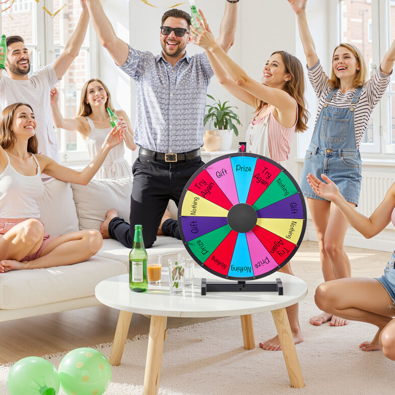 Roue de 24 pouces, roue de 14 fentes avec support, roulette de table Win Fortune avec effacement à sec et 2 marqueurs, 6 couleurs, assemblage facile, pour les événements de carnaval de fête