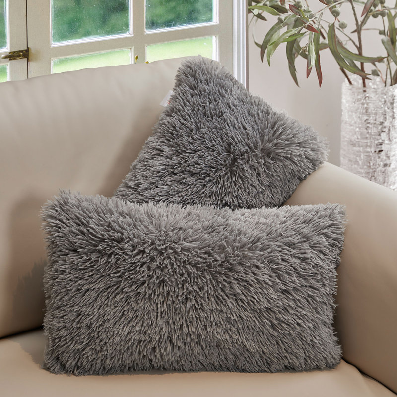 Coussins décoratifs Cheer, Argent, Polyester, 12 x 20