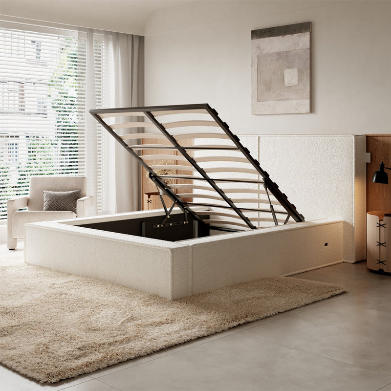 Ammaarah Upholstered Ottoman Storage Bed, Double (4'6), White
