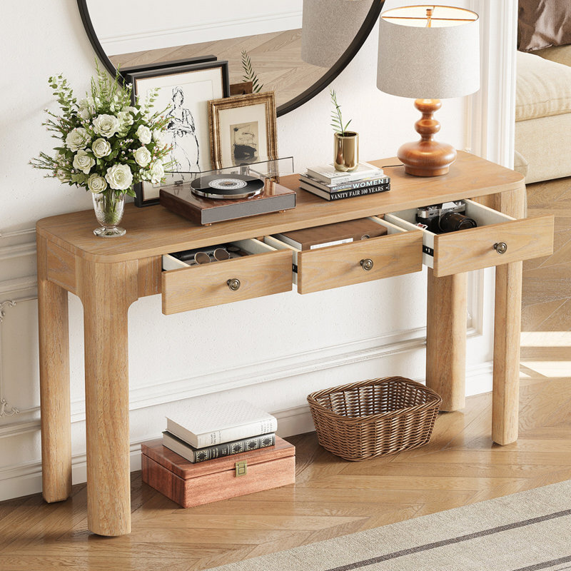 Console rustique avec coins arrondis, Light Oak