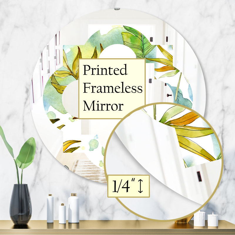 Miroir mural Quatrefoil Coastal, 23,6 po x 23,6 po, Feuillage tropical