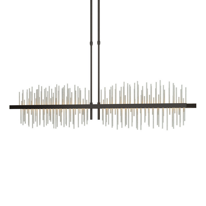 Luminaire suspendu linéaire à 1 lumière pour îlot de cuisine Gossamer, Platine rétro, Bronze frotté à l'huile