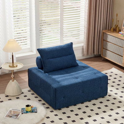 Deep Seat Modular Chenille Sofa, Adjustable Backrest Compressed Couch for Living Room Bedroom Lounge, 1 Piece