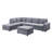 Cassia 120" Light Gray Linen 7 Seat Reversible Modular Sectional Sofa with Ottoman
