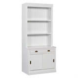 83.4"Tall Bookshelf Suite With LED Lighting,  Bookcase Suite With Sliding Doors,Drawers And Open Shelves,Storage Bookshelf
