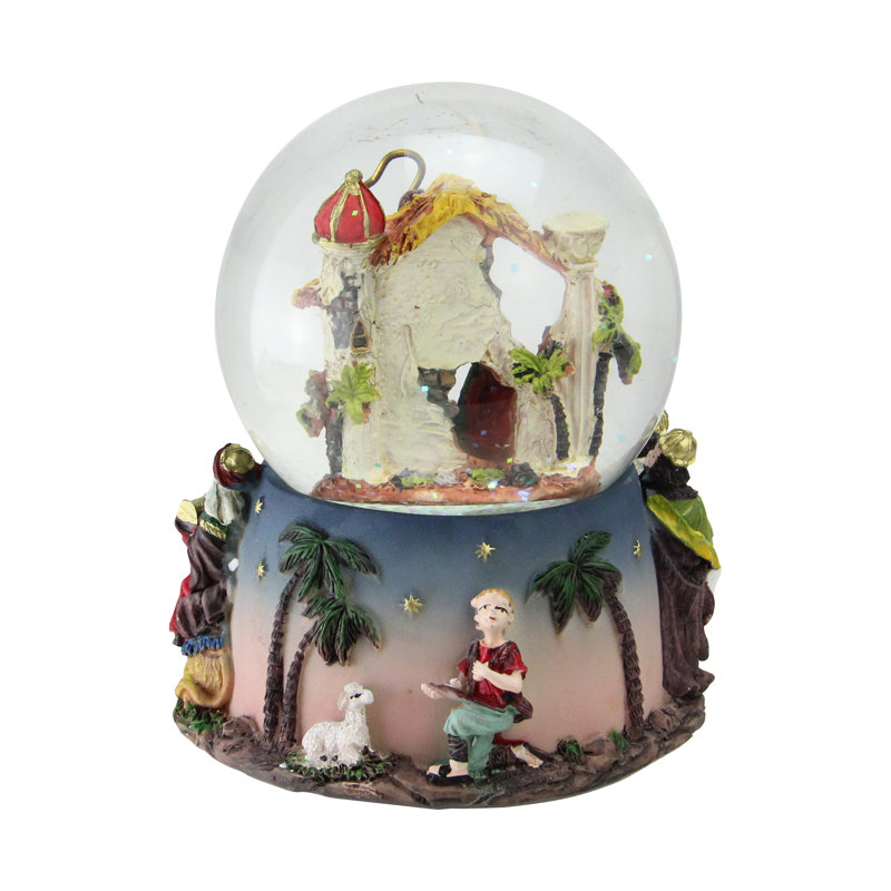 5.75" Nativity Manger Scene Christmas Musical Snow Globe