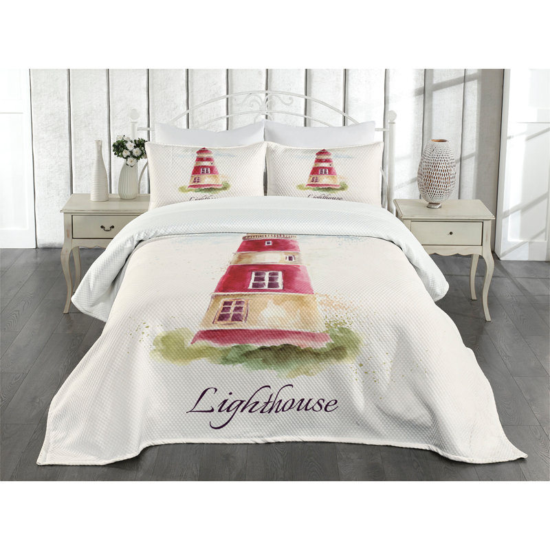 Ambesonne Lighthouse Bedspread, King Bedspread + 2 Standard Shams