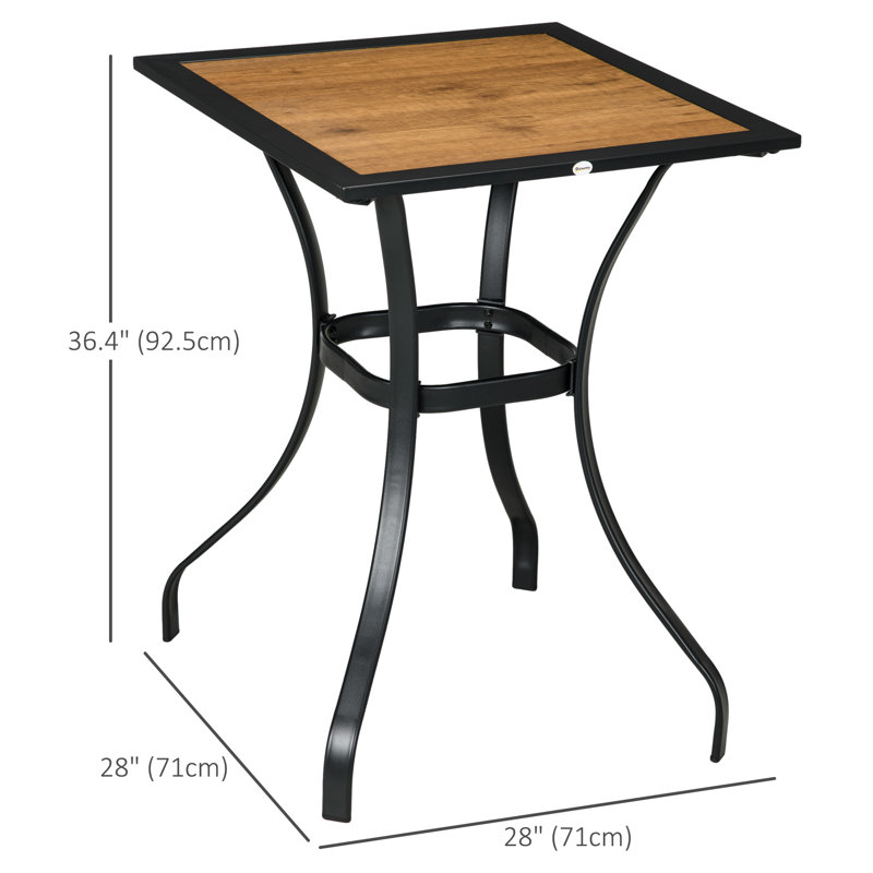 Jaisean Square Metal Outdoor Dining Table , 28'' in. W 28'' in. D,wood