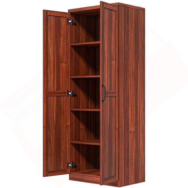 Pantry Cabinet With Adjustable Shelves, Doors, Brown