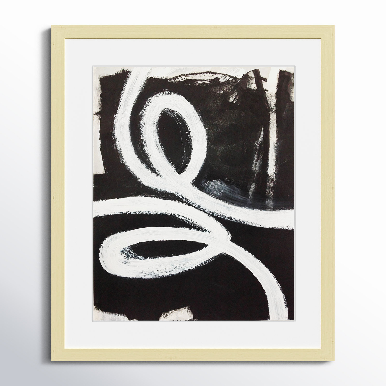 Swirly Swirls I Print, 19" H x 16" W x 0.75" D, Gold Matted Picture Framed