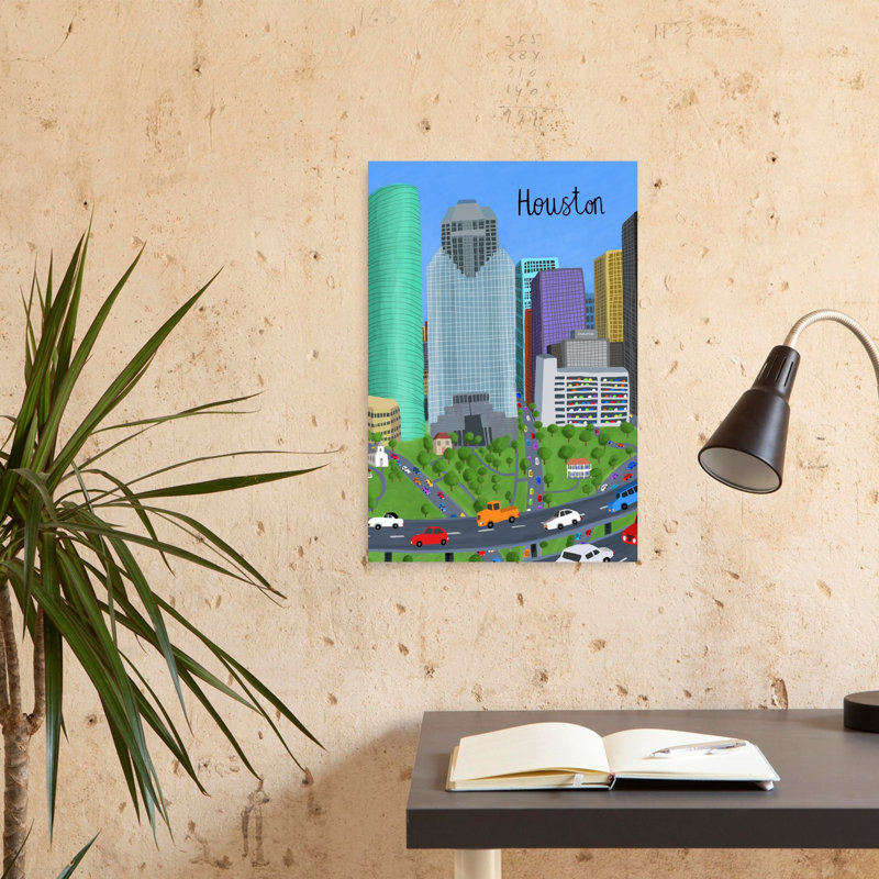 «Vibrant Houston Cityscape Colorful Modern Vibrant City Landscape», impression murale, H 24 po x l 16 po