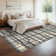 Modern Machine Washable Plaid Floor Cover with Non-Slip Backing, Stain-Resistant Low Pile Indoor Mat, Farmhouse Accent Carpet