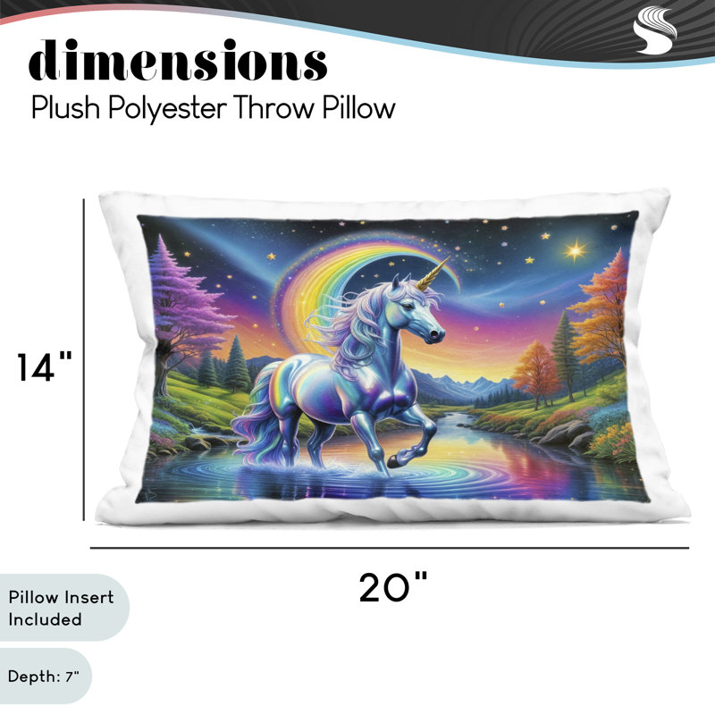 Coussin Rainbow Prism Unicorn, imprimé par Tabz Jones, 14 x 7 x 20, Licorne bleue