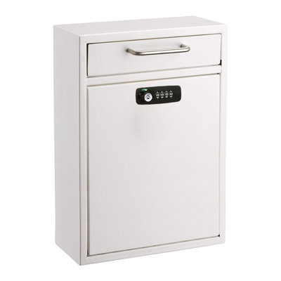 Wall-Mount Secure Drop Box Mailbox with Key and Combination Locking System