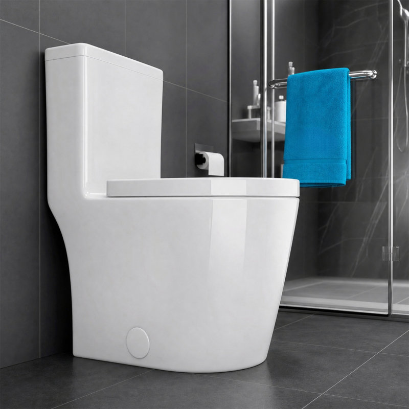 23" Short Compact One-Piece Toilet, Dual Flush, Soft-Close Seat