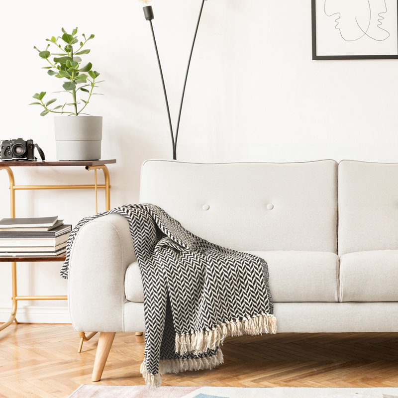 Throw Blanket For Sofas Bed Extra Large Recycled C Throw Blanket, Black, 254cm x 178cm