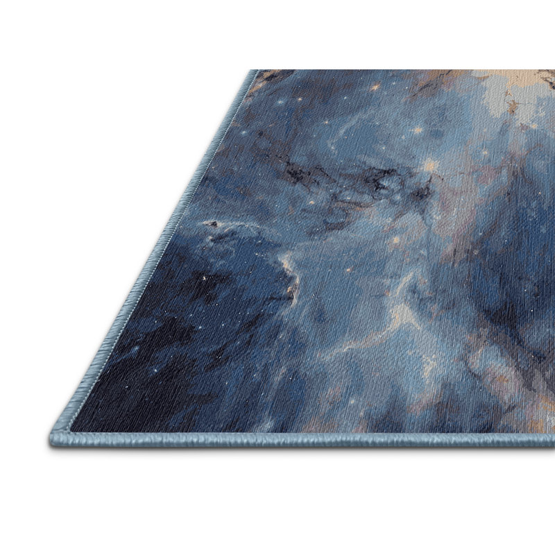 Machine Washable Blue Area Rug, Square 8'