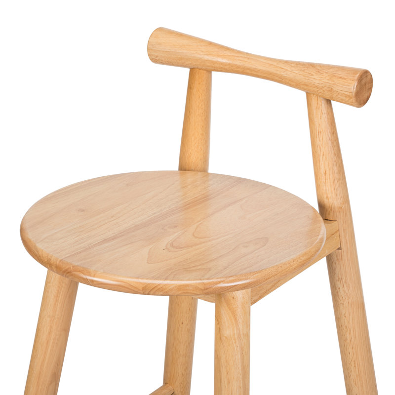 Tabouret de bar d'intérieur en bois d'hévéa Grove, finition naturelle, ensemble de 2