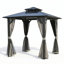 Pavillon de jardin grillagé en aluminium 8 pi x 8 pi avec double toit rigide en polycarbonate gris pour la cuisson à l'extérieur