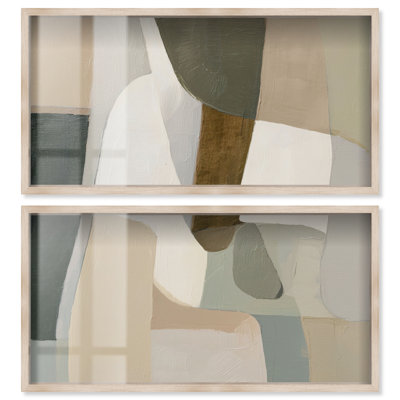 Ensemble d'affiches encadrées Desert Shallows II pour salon, par Art Remedy, cadre blond, 44 x 22 pouces