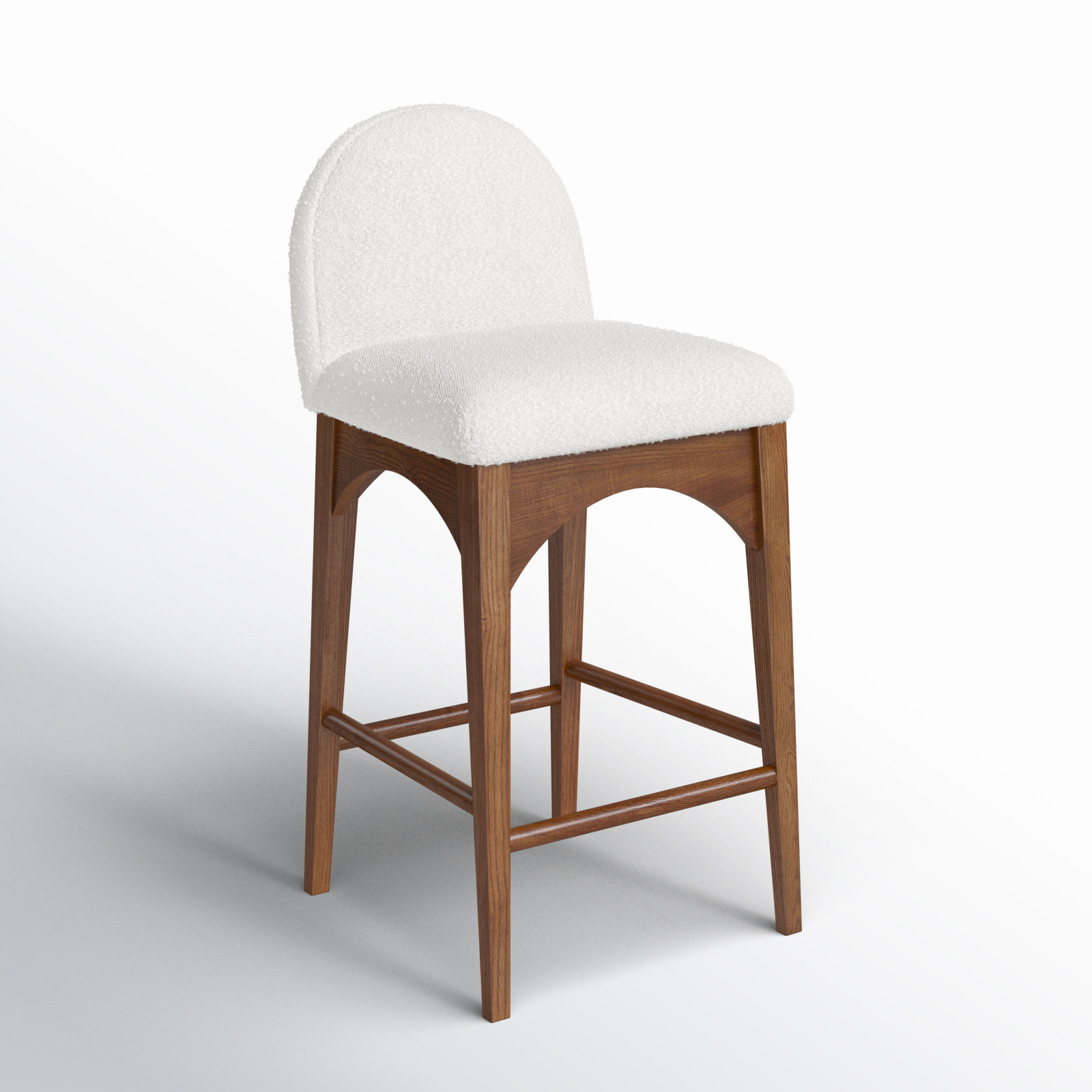Beppo Counter Stool, Walnut, Cream Boucle