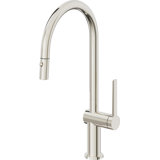 Pull-Down Kitchen Faucet With Button Sprayer - High Arc Spout
