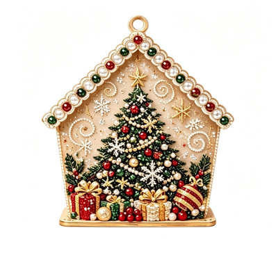 Christmas Decor Christmas Wooden House Ornaments Faux  Flat Santa House Hanging Ornament Vintage Xmas Tree Decorations Wooden Pendant For Christmas Tr