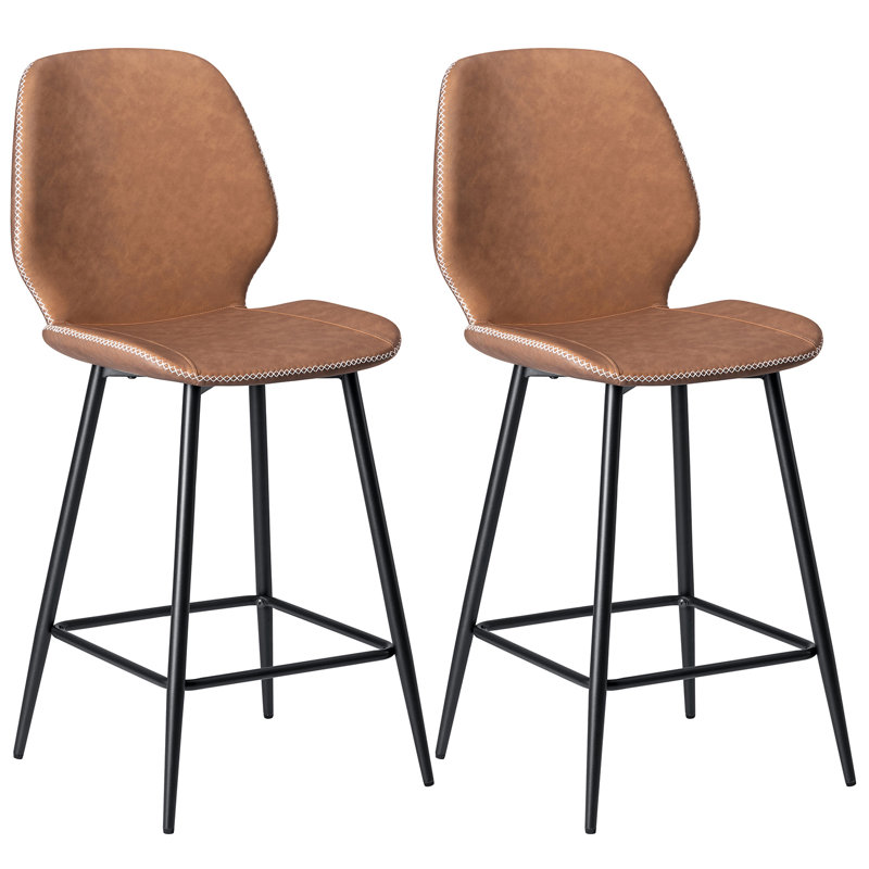 Upholstered Counter Stool With Metal Frame, Counter Stool (26” Seat Height), 2