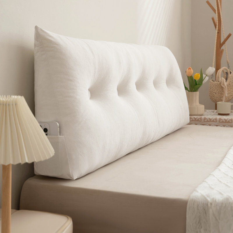  Polyester Headboard Back Support Throw Pillow, 15.7"H x 79"W, White