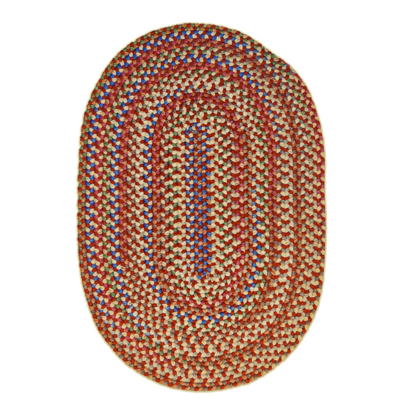 Tapis tressé rouge/naturel Henny, Ovale 2 pi x 3 pi