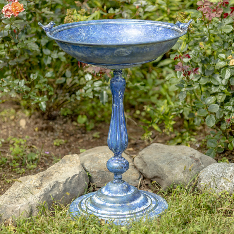 Bobra Iron Birdbath, Blue