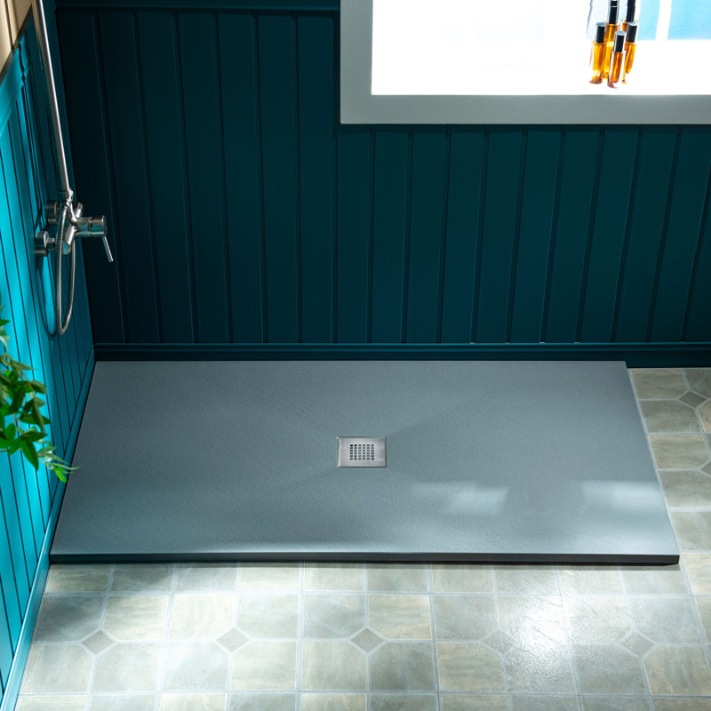 Lyon 60-in L x 32-in W Zero-Threshold End-Drain Shower Base with Center Drain Placement, Matching Decorative Drain Plate and Tile Flange, Wheel Chair Access, Low Profile