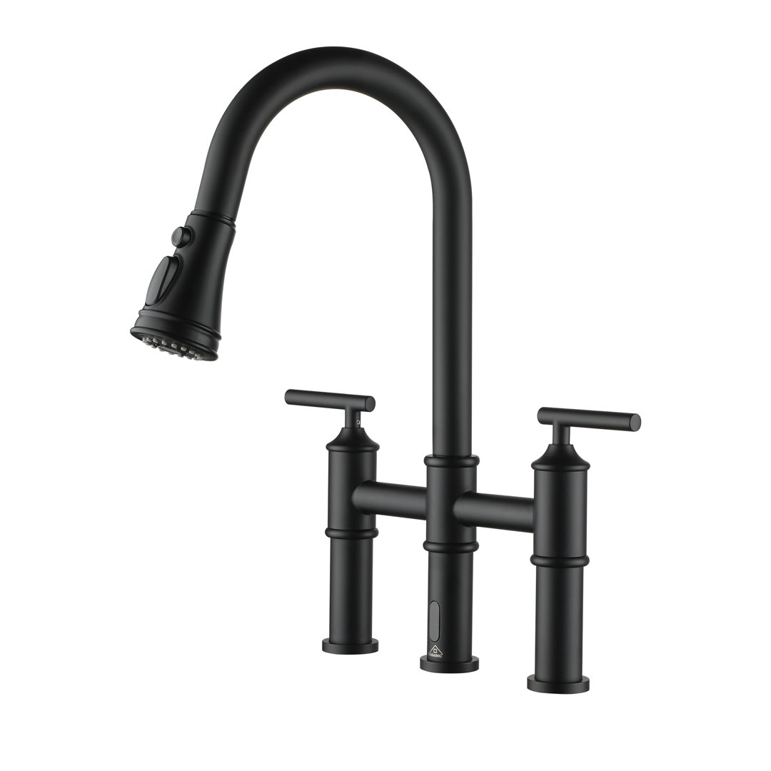 CASAINC Bridge Pull Down Touchless Sensor Kitchen Faucet with 2 Handles CASAINC