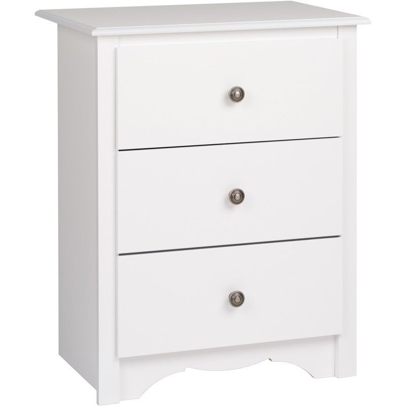 Sonoma Traditional Tall Nightstand Side Table With 3 Drawers, Functional Tall 3-Drawer Bedside Table, White