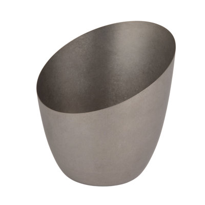 Slanted Stainless Steel Serve Bowl Brushed Pewter