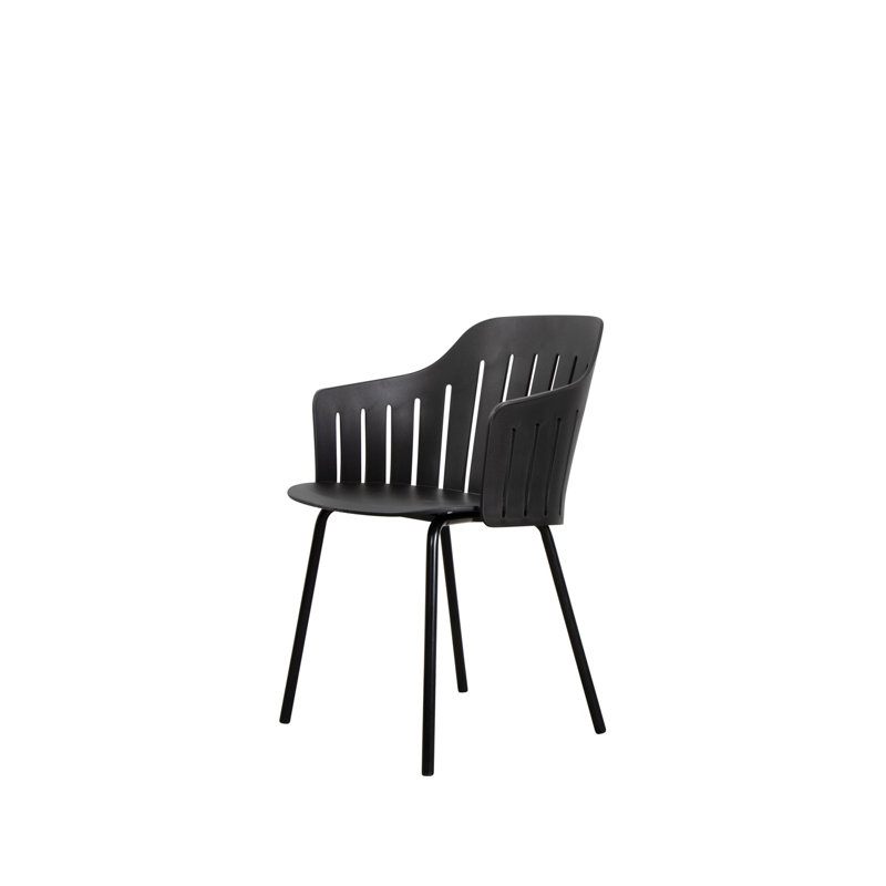Choice Chair Indoor and Sledge Steel Base with Upholstery Cover Set (Cane-line Ambience Seat-Back Cover), Dark Gray, Black
