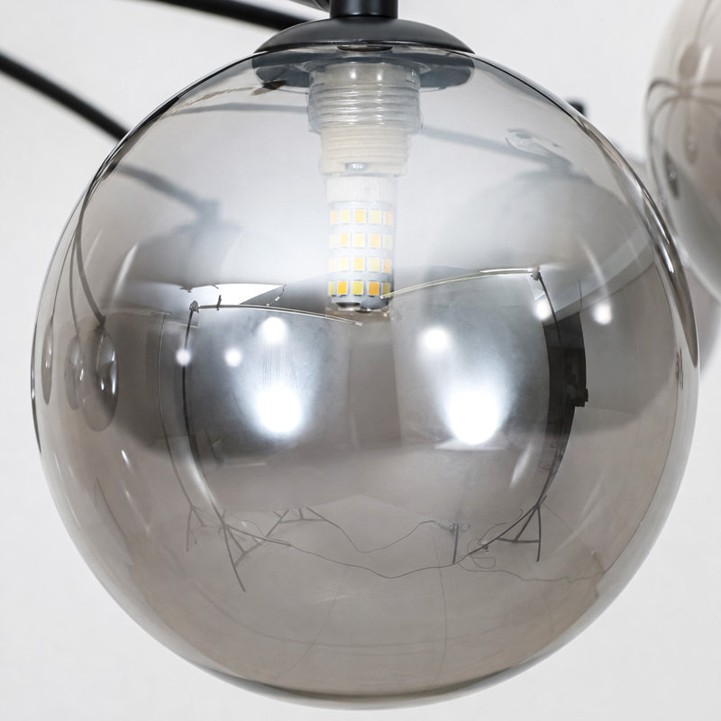 Plafonnier semi-encastré 8 lumières avec abat-jour en verre fumé 43,3 po Spoutnik
