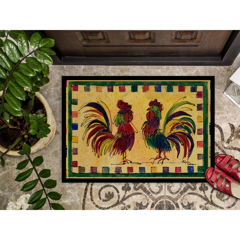 Tapis d'intérieur anti-dérapant Dehanae Rooster, Rectangle 2 pi x 3 pi