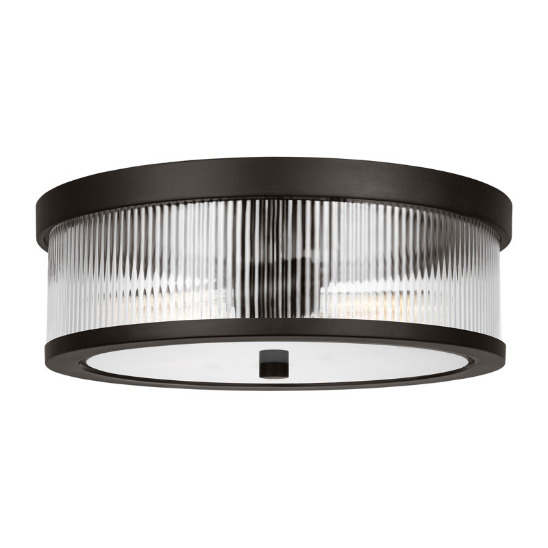 Glass Flush Mount, Aged Iron