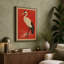 Crane in Red Japandi - Wrapped Canvas-1282737376-1282737378