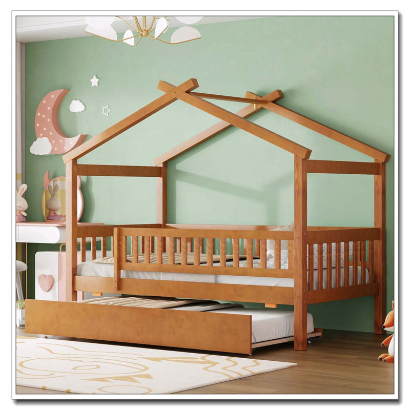 Lit gigogne en bois, Lit simple, Blanc