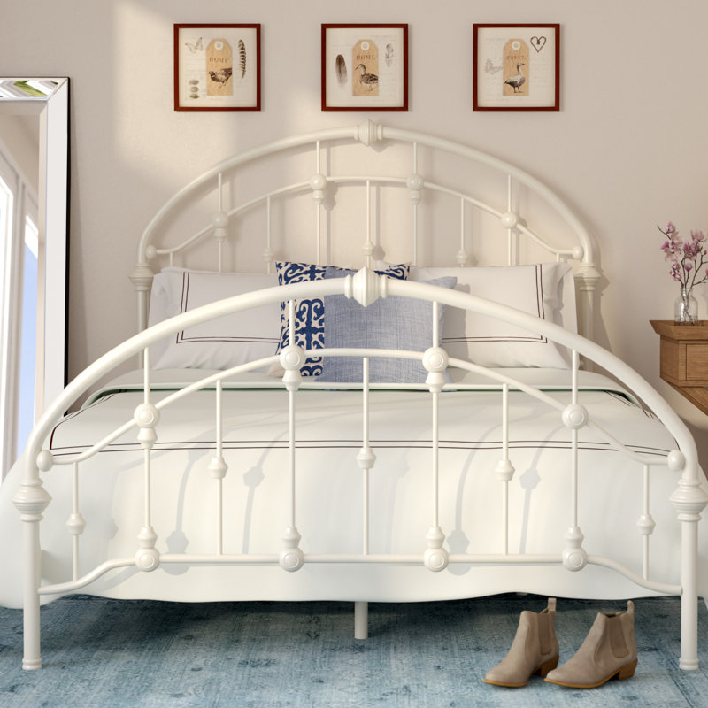 Ackerman Metal Slat Bed, Queen, Antique White