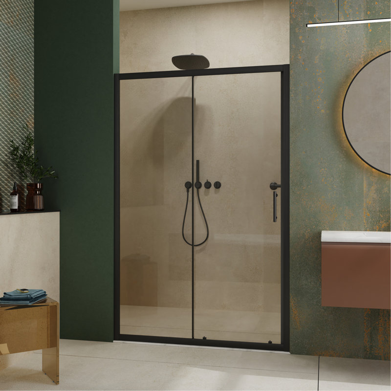 48.In W X 72.In H Single Sliding Shower Door, 1/5 Inch Thick Clear Tempered Glass Shower Door With Stainless Steel Handle